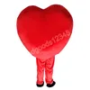 Disfraces de mascota de corazón rojo de alta calidad Halloween Fancy Party Dress Cartoon Carpiniver Carnival Xmas Publicidad Fiesta de cumpleaños Fiesta de disfraces