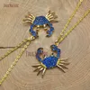 Pendanthalsband 5 st Crab Single Bail CZ Micro Pave Crystal Charm Jewelry Making Gold Electropated Chains Halsband i 18 tum NM10389