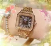 Top modèle de mode carré romain réservoir cadran dame montres 30mm décontracté abeille diamants anneau horloge femme or rose boîtier en argent de luxe femme montre cadeaux