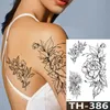 5 PC Temporära tatueringar Rose Peony Flower Girls Tillfälliga tatueringar för kvinnor Vattentäta svarta tatueringsklistermärken 3D Blossom Lady Shoulder Diy Tatoos Z0403