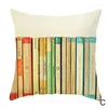 Poduszka 45 45cmretro seria biblioteki książki Hugging Pillowcase Sypialnia Domowa dekoracyjna dla sofy G5F4