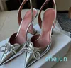 Silver mirror face Pumps Slingbacks spool Heels sandals for women Luxurys Designers Dress shoe Evening heeled