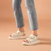 Sandaler Beautoday Platform Sandaler Kvinnor Gitter Rund tå Hook Loop Plaid Tyg Summer Casual Ladies Outdoor Shoes Handmade 38161 230403