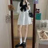 Lässige Kleider Weißes Kleid Damen Kawaii Schleife Mini Sommer Preppy Style Niedlich Harajuku Vintage Outfits Oversize StreetwearCasual