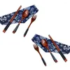 Ужинать наборы посуды японские винтажные деревянные палочки для палочек Spoon Fork Dailware 9pcs Set Gift Fruit Fruit Cnim