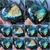 Dekorativa föremål Figurer labradorite Heart Moonstone Positive Energy Reiki Gems Crystal Healing Drop Delivery Home Garden Deco DH7RB