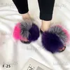 Het Sale Summer Women Fox Furry Slippers Designer Girls Black Gorgeous Big Fur Slides Sandal T231104