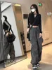 Calça feminina s y2k feminino streetwearwear cargo cargo coreano harajuku rastrear masculino de suportes de moletom de techas de pernas largas