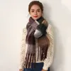 Écharpes Version coréenne Ac Plaid écharpe femmes en automne et hiver épaissi chaud doux cireux gland Mohairzvxl