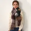 Scarves Korean Version Ac Plaid Scarf Women in Autumn and Winter Thickened Warm Soft Waxy Tassel Mohairzvxl