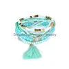 Charm Bracelets 6 Colors Boho Beach Mtilayer Crystal Tassel Charm Beaded Bracelets For Women Bohemian Layered Beads Chains Wrap Bangle Dhole