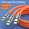 3 In 1 Fast Charging Cable 6A 120W Metal Liquid Silicone Type-C Micro-USB Data Charger Cable 1.2M Line For Phone Android