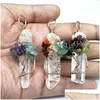 Hänghalsband JLN Natural Crystal Pendant Gemstone Wire Wrapped Quartz Hexagon Prism amet charm med mässingskedja halsband drop del dh6vn