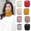 Scarves Winter Scarf for Women Wool Ring Bandana Knitted Warm Solid Scarf Women Neck Warmer Thick Cashmere Hot Handkerchief Ski Mask NewL231104