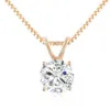 Minimalistisk fin smycken 14k gul guld GRA -certifierad 8mm 2ct Solitaire D VVS Moissanite Diamond Pendant Box Chain Necklace