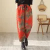 Pantalones de mujer coreanos Otoño Invierno Floral Retro sueltos cálidos pantalones de pierna ancha de gran tamaño ropa artística Z3536