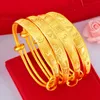 Bracelet Design créatif géométrique Push Pull pour femmes 3D épaissir cuivre plaqué 24K sable or Bracelets fête mariage bijoux