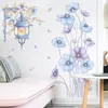 Wandaufkleber Helllila Blumen für Wohnzimmer Schlafzimmer Wohnkultur Straßenlaterne PVC Aufkleber DIY Tapeten Aufkleber