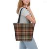 Boodschappentassen Groene Tartan Geruite Boodschappentas Op maat bedrukt canvas Shopper Schoudertas Grote capaciteit wasbare handtas