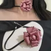 Choker Fashion Rose Flower Necklace Rope Collarbone Chain Fabric Material