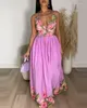 Robes décontractées 2023 robe d'été mode bohème Sexy plage station balnéaire imprimé fleuri Double sangle fente découpe Maxi Vestidos