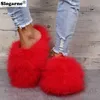 2023 nuove donne di inverno finte pantofole ragazze di lusso peloso peluche calda piuma d'oca casa scarpe di cotone indoor soffice pelliccia diapositive T231104