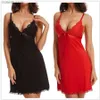 Pyjamas sexy Nouveau Sexy Lingerie Rouge Transparan Été Sexy Femmes Dames Robes De Mariée Robe Dos Nu Satin Soie Dentelle Robe De Nuit Robe Vêtements De Nuit T231104