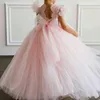 Abiti da ragazza adorabili decalcomanie in tulle Abito da principessa a fiori con angelo rosa Festa di nozze Concorso di bellezza Prima comunione Regalo da sogno per bambini