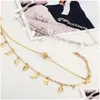 Pendant Necklaces Wholesale Gold Plated Ankle Chain Little Leaf Pendant Adjustable Bracelet Anklets For Drop Delivery Jewelry Necklace Dhgmv