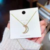 Pendant Necklaces Hollow Half Moon Star Zircon Chain Necklace Nimble Mother's Day Woman Wedding Family Friend Gift Jewelry