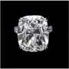 Bröllopsringar lyx 100% 925 Sterling Sier Emerald Cut 6ct Simated Diamond Wedding Engagement Cocktail Women Gemstone Rings Fine Jewe Dh5qj