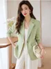 Kadınlar Suits Business Casual Blazers Womens Womens Ceket Bahar Sonbahar Gevşek Boncuk Çentikli Boyun Uzun Kollu Zarif İş Ofisi