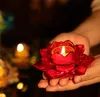 Glass Lotus Flower Candle Holder High Quality Crystal Tea Light Candlestick Handmade Buddhist Crafts Home Decor SN5314