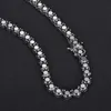 Trendy Custom 5mm 925 Sterling Silver Black Vvs Moissanite Diamond Clustered Tennis Chain Necklace for Men Women