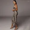 Vestidos casuales Sexy para mujer, vestido con estampado de serpiente y leopardo, vestido largo a la moda para mujer, ropa de calle ceñida al cuerpo, vestido veraniego de noche