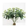 Couronnes De Fleurs Décoratives Feuilles De Fleurs Artificielles Plantes Jolie Fausse Herbe 16 Têtes Bouquet De Feuilles D'eucalyptus 50Cm Hauteur Goutte De Dhmia