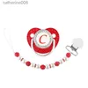 Pacifiers# Red Pacifier Newborn Dummy Luxury Learls Clip Clip Stail Letters Infant Infant Withing Baby Shower Gift Silicone Toddler Teetherl231104