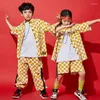 Bühnenkleidung Kinder Hip Hop Tanzkleidung Lose Gelbe Hemden Hose Straßenanzug Sportkleidung Mädchen Leistung Kinder Outfits BL4001