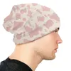 Bérets Rose Vache Taches Léopard Casquettes Hip Hop Automne Hiver En Plein Air Skullies Bonnets Chapeau Unisexe Adulte Chaud Double Usage Bonnet Tricot Chapeaux