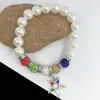 Strand fait à la main grec sororité élastique blanc perle ordre de l'étoile orientale boule Disco Chram Bracelet femmes bijoux
