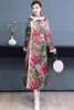 Casual klänningar qipao vinterklänning quiltad 2023 mode päls krage kinesisk etnisk stil kvinnors förtjockade retro moderna cheongsam toppar