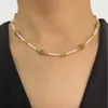 Choker Minar Boho Multicolor Glass Pärlor Strand Beaded Neckor For Women 18K Gold Pvd Plated rostfritt stål Anti Tarnish Chokers