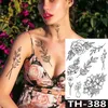 5 PC Tatouages Temporaires Rose Pivoine Fleur Filles Tatouages Temporaires Pour Femmes Étanche Noir Autocollants De Tatouage 3D Blossom Lady Épaule DIY Tatouages Z0403