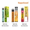 Genuine Vapesoul Disposable Vape Pen 1000 1500 2000 Puffs Mini Soul Smile II Xtra E Cigarette with Prefilled Pod