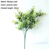 Fleurs décoratives Simulation Feuille d'argent en plastique Arrangement de fleurs de mariage Plantes artificielles Feuilles d'eucalyptus avec herbe Décor à la maison Faux