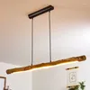 Pendant Lamps Natural Wood LED Chandeliers Kitchen Restaurant Coffee Shop Lighting Fixtures Wire Adjustable Design 3000K