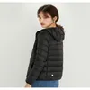 LL Winter Damen Daunenjacke mit Kapuze, Damen, leicht, kurz, Übergröße, hellweiß, Entendaunenmantel, Sport-Daunenjacke