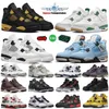 Shoesshop Jumpman 4 4s Chaussures de chat noir Midnight Navy Military Blue Black Fire rouge Blue Thunder Cool Gris Éclairage métallique Whiter Ciment Bred Oreo Pure Money Sea Foam