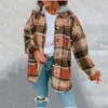 Damenjacken Damenmode Jacke Herbst Winter Kapuzenmäntel Für Frauen Wollkapuzenmantel Plaid Print Tops Weibliche Lose Tweed Wolle