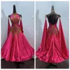 Stage Wear Custom-made Women Swing Tango Waltz Smooth Us 8 Dance Competition Dress Sleeveless Hawaiian Pink